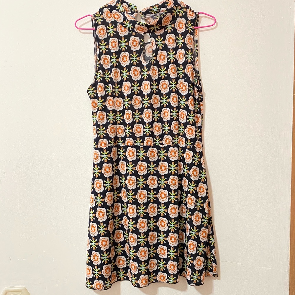 Floral Orange/Black Mini Dress 🧡 🖤